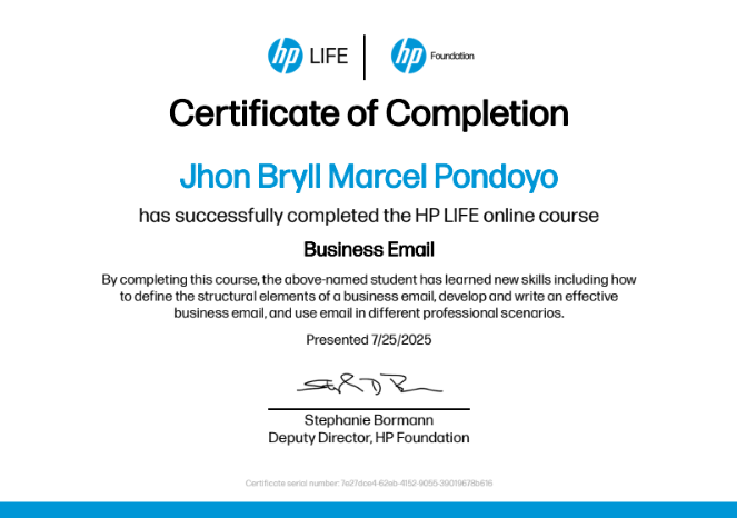 HP Life Business Emails Certification
